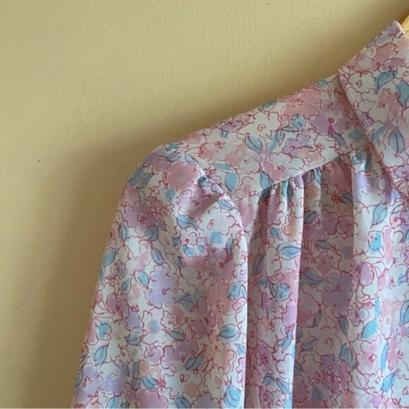 Vintage London Look Pastel Floral Blouse Size Small Coquette Soft Girl 80s Fairy - Picture 3 of 13